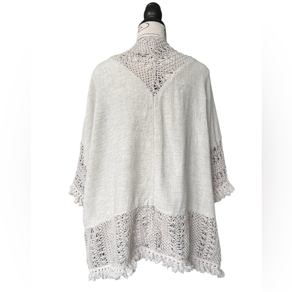 Umgee Women’s Boho Linen Blend Cardigan with Lace size Large - Picture 6 of 11